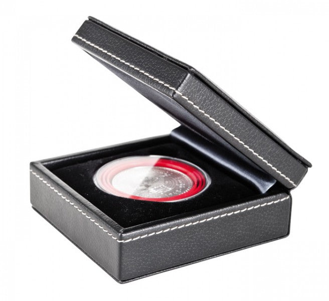 Münzetui in Lederoptik für Münzen von 16 mm bis 51 mm, mit Münzkapsel