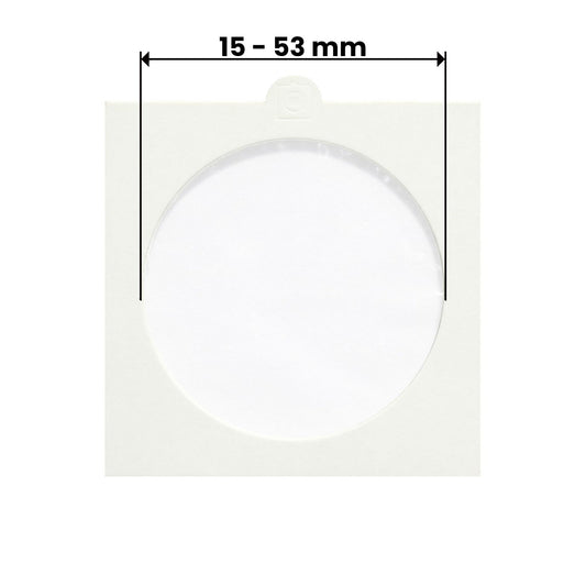 Münzrähmchen, in verschiedenen Größen, zum Heften oder Selbstklebend, 25er Set