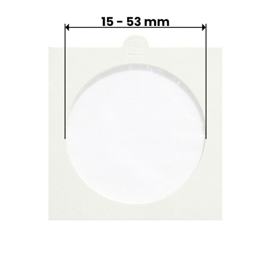 Münzrähmchen, in verschiedenen Größen, zum Heften oder Selbstklebend, 1000er Set