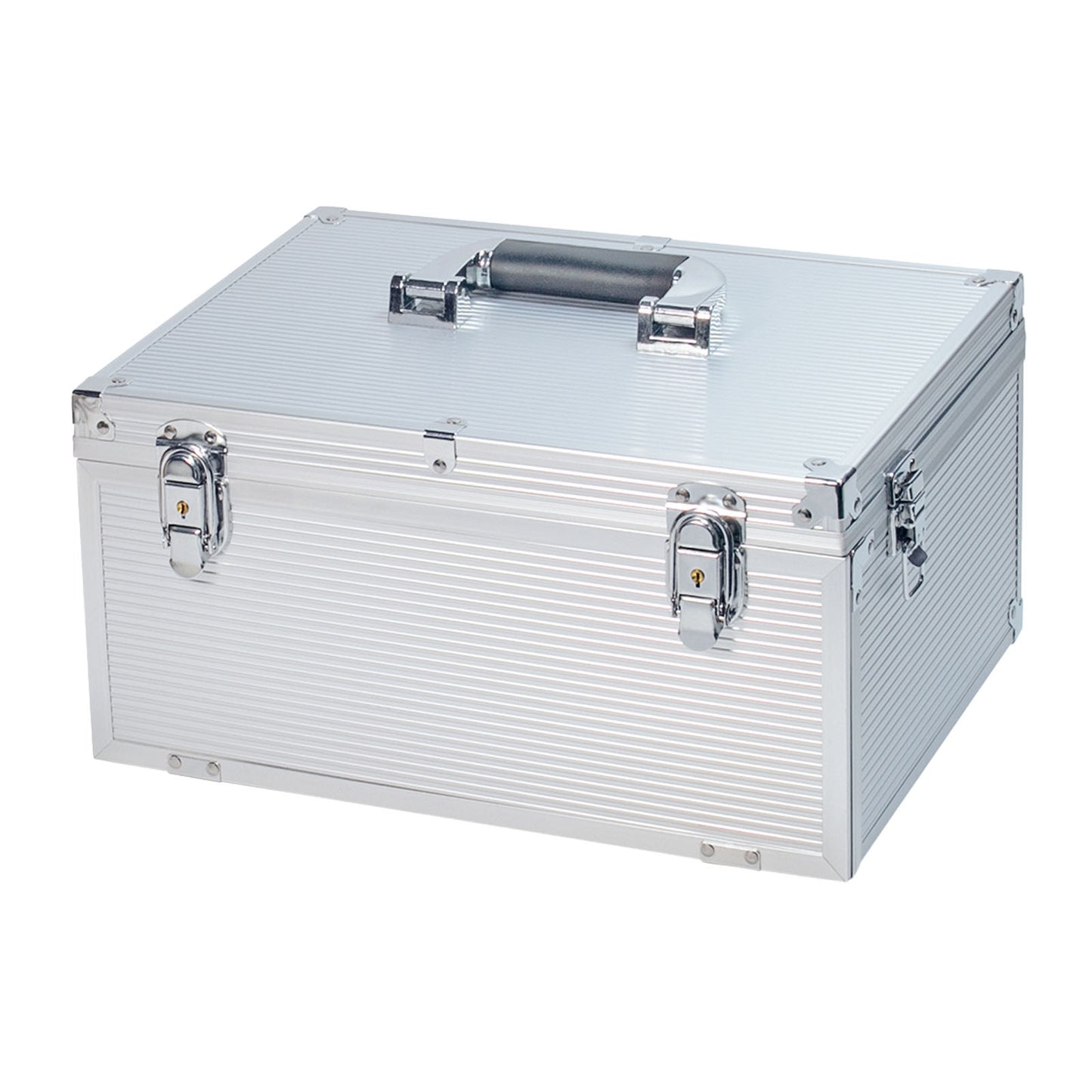 Aluminium Koffer, in Silber, für bis zu 17 Münztableaus, leer