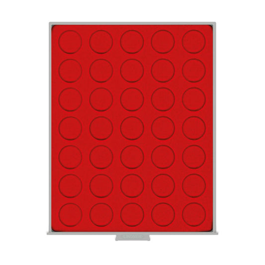 Münzbox mit 35 Runden Vertiefungen für Münzen oder Kapseln bis 32.5 mm