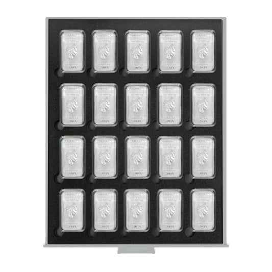 Münzbox für 20 Rechteckige Münzkapseln 34 mm x 54 mm