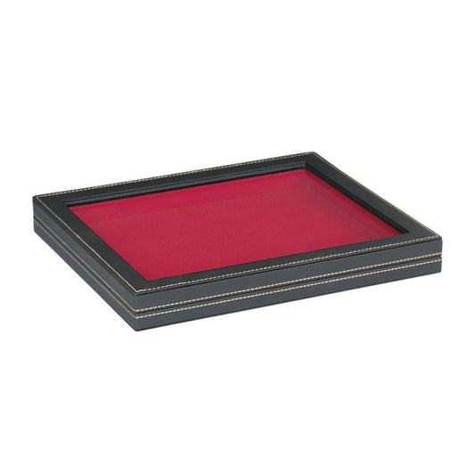 Sammelkassette in Lederoptik mit Hellroter Einlage und Sichtfenster