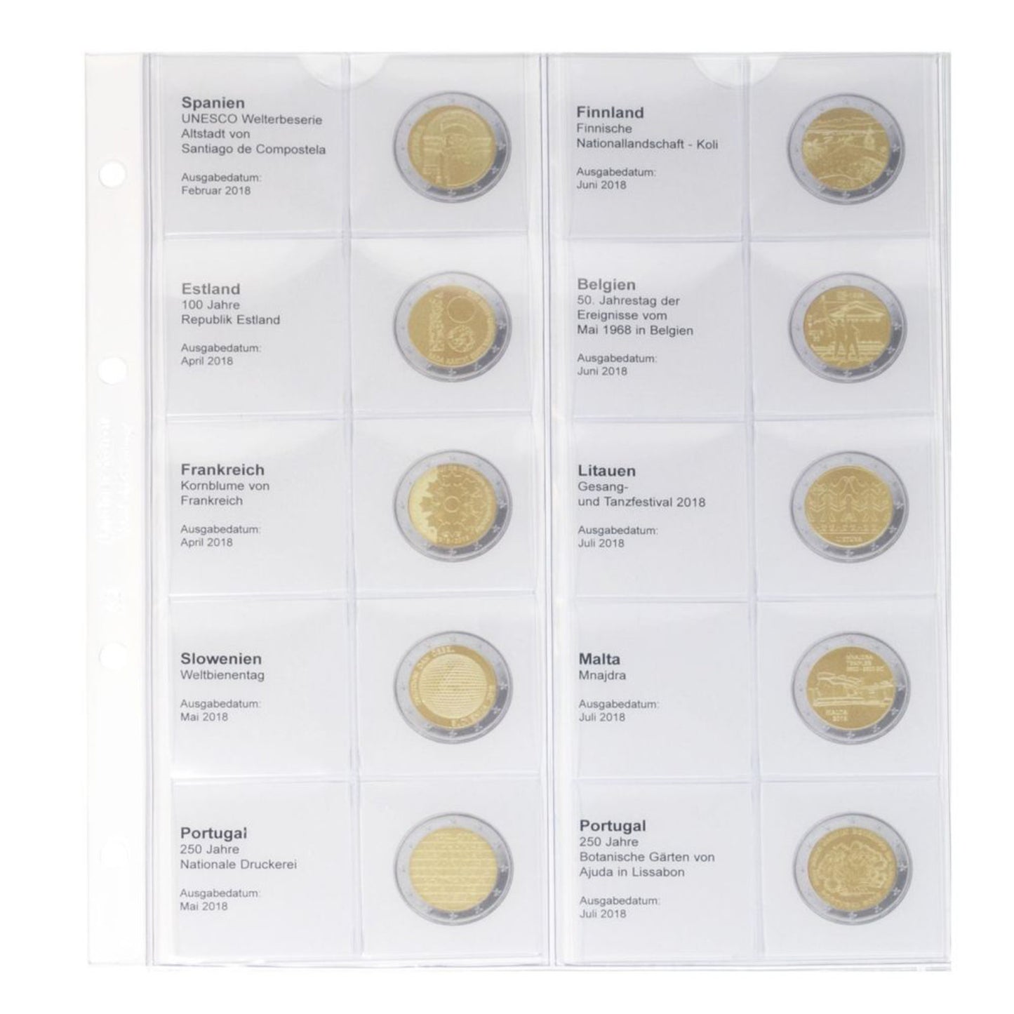 Karat Vordruckblatt für 2 Euro Sammlermünzen und Gedenkmünzen