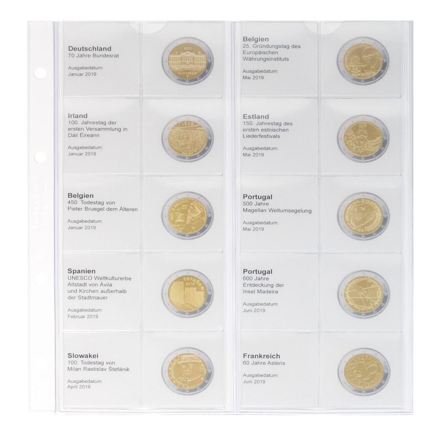 Karat Vordruckblatt für 2 Euro Sammlermünzen und Gedenkmünzen