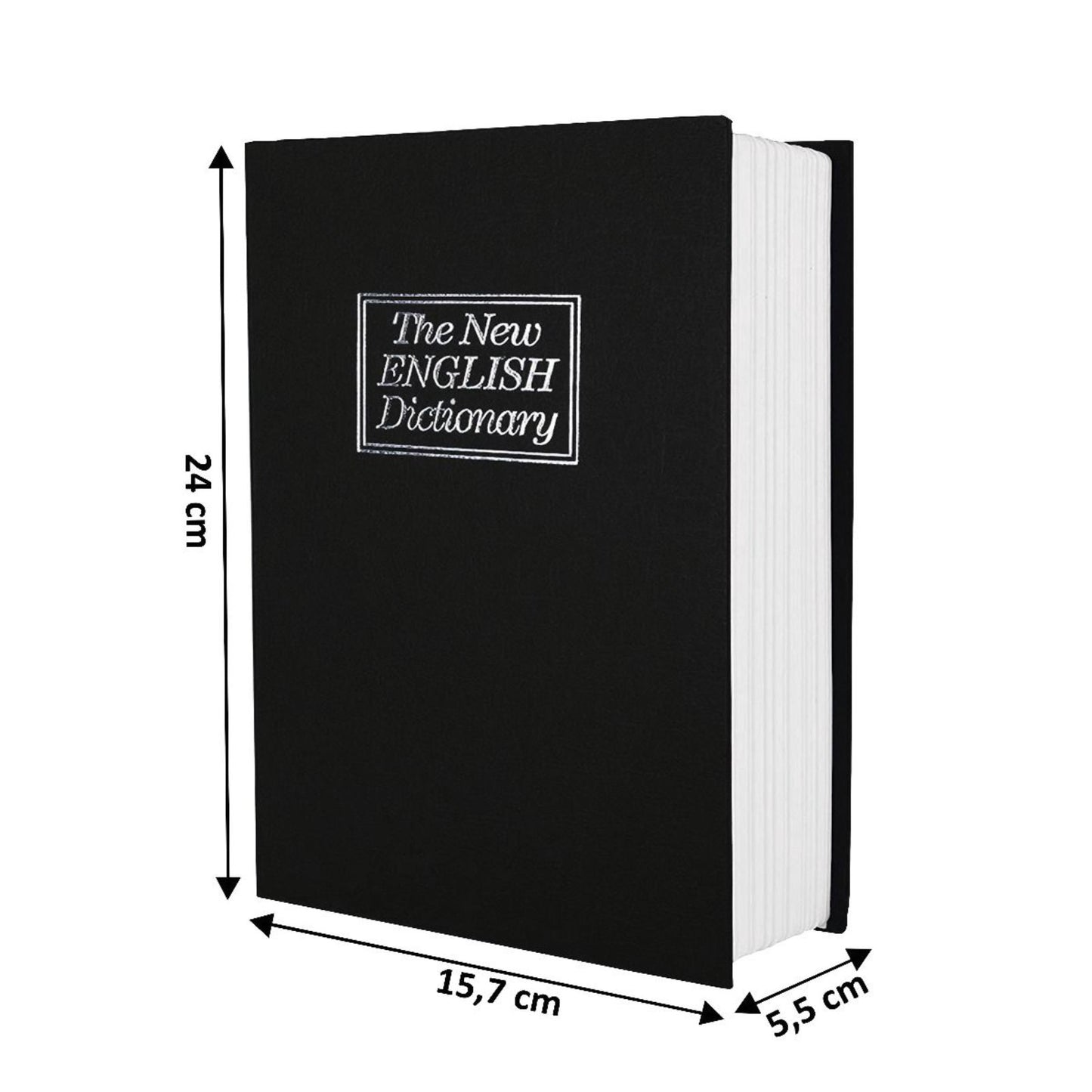 Buchtresor in Schwarz mit Zahlenschloss, englisches Wörterbuch, 240 mm x 115 mm x 55 mm