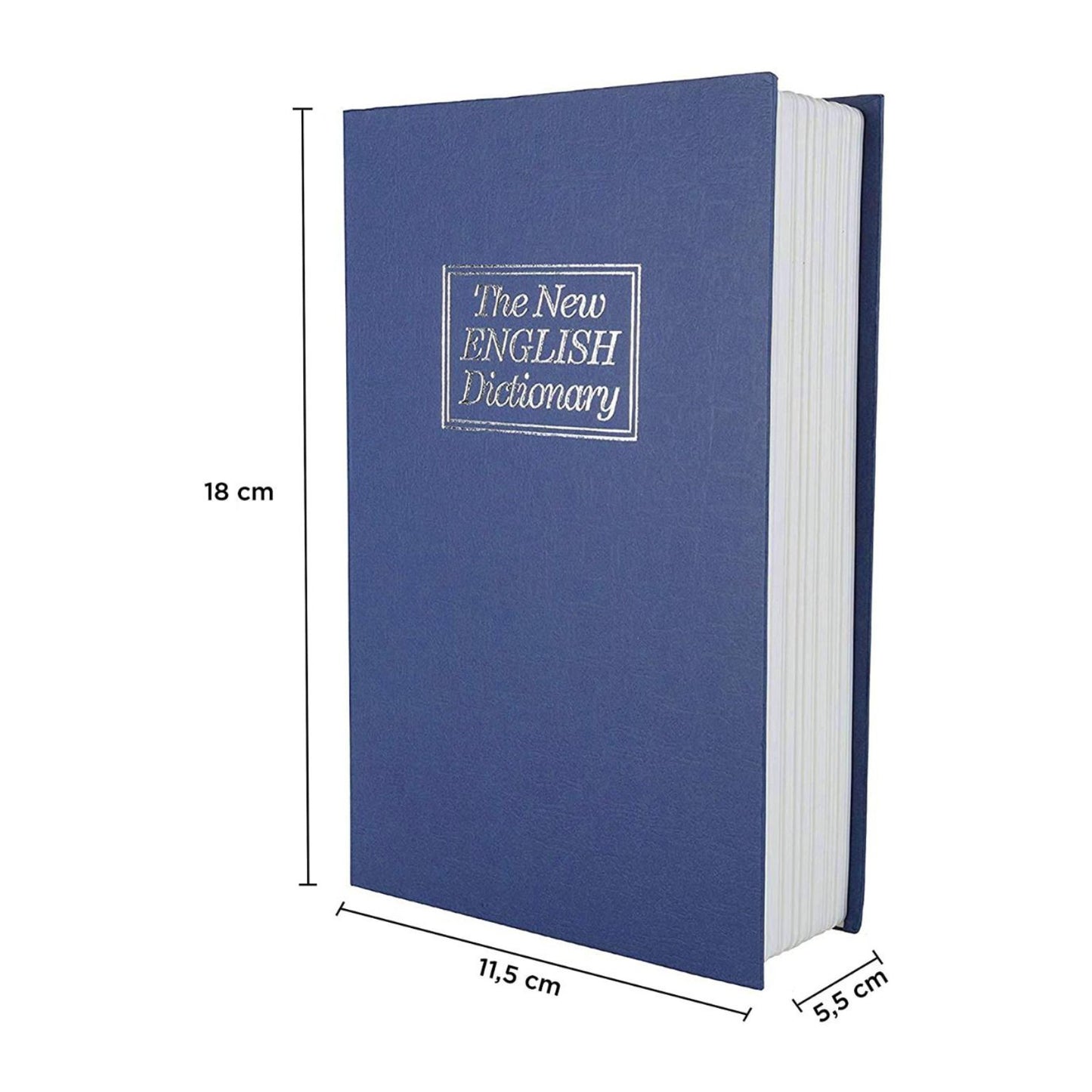 Buchtresor in Blau mit Zahlenschloss, englisches Wörterbuch, 180 mm x 115 mm x 55 mm