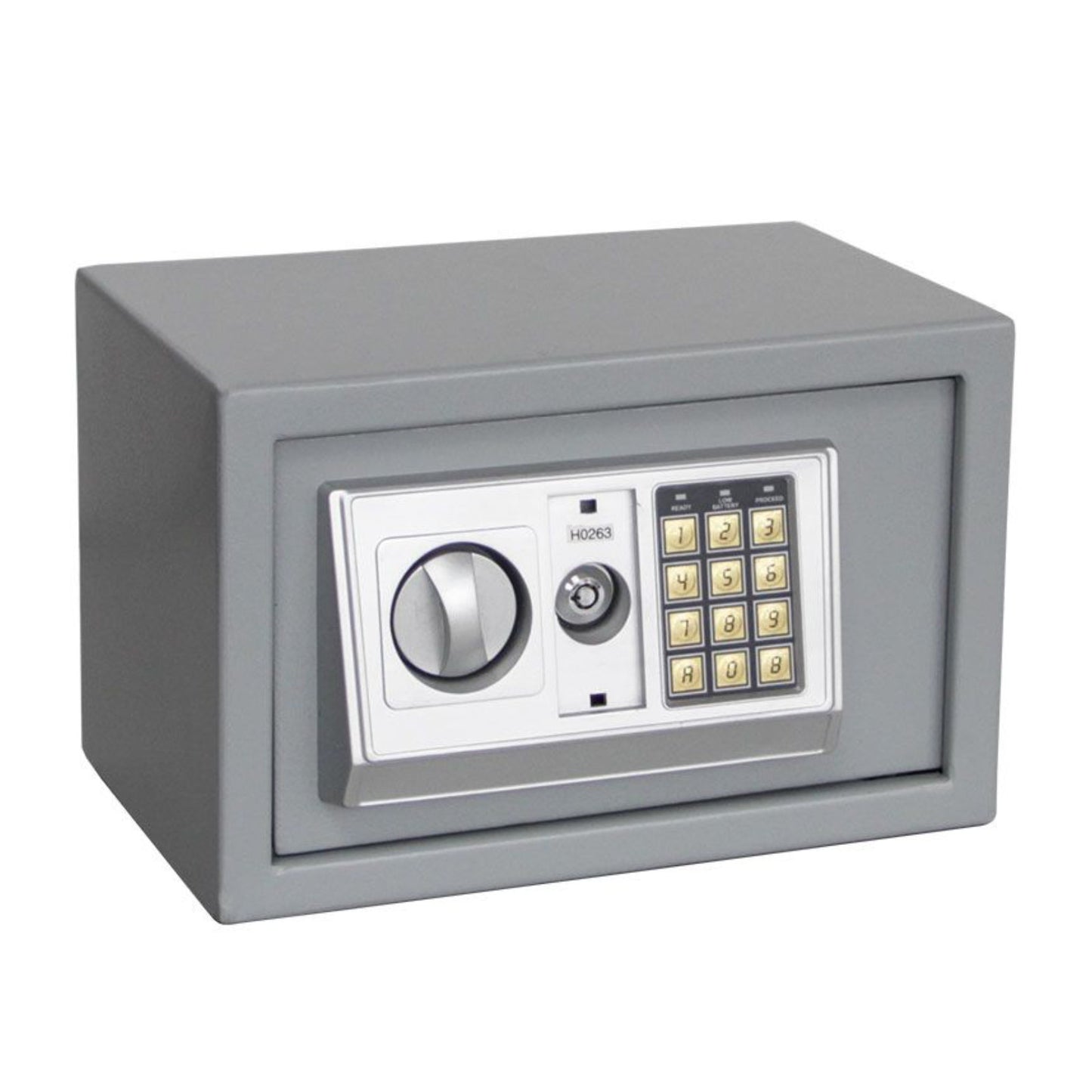 Tresor "Mini" in Grau mit Schlüssel, Zahlenschloss oder Fingerabdruck, 310 mm x 200 mm x 200 mm