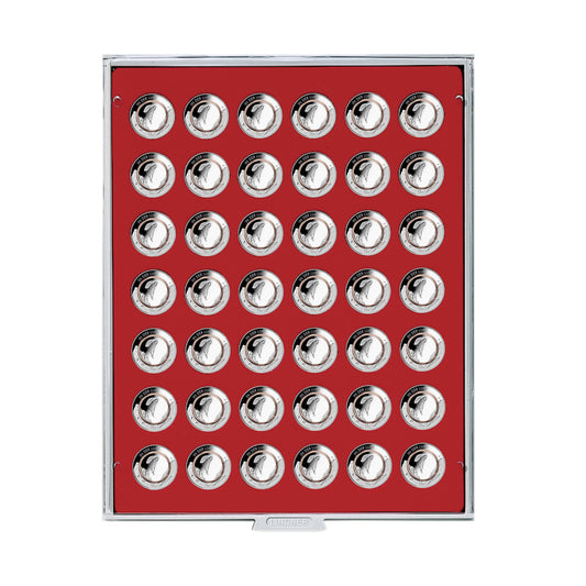 Münzbox mit 42 Runden Vertiefungen für Münzen oder Kapseln bis 29.5 mm