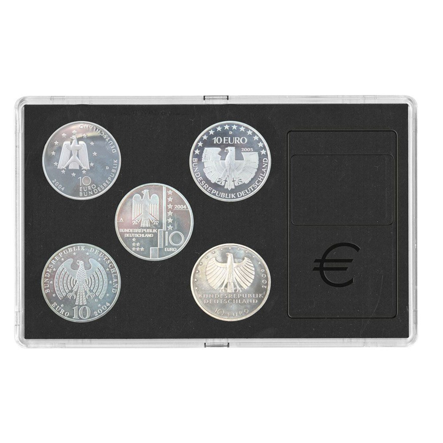 Acryl Münzen Etui - Transparent mit schwarzer Einlage, stapelbar