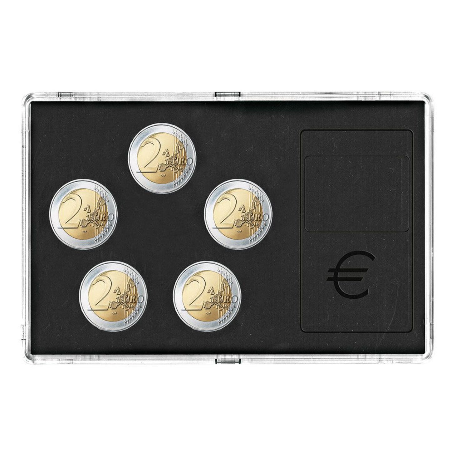 Acryl Münzen Etui - Transparent mit schwarzer Einlage, stapelbar