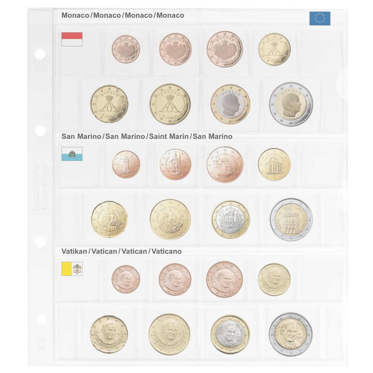 Karat Vordruckblatt für Euro Kursmünzensätze