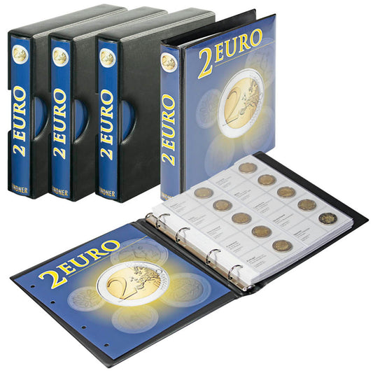 Münzalbum Set für 2 Euro Gedenkmünzen, alle Bände mit passender Schutzkassette